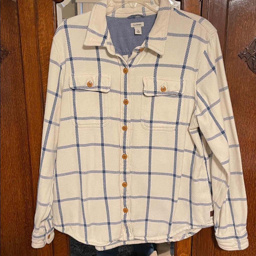 L.L. Bean Women's 1912 Heavyweight Overshirt in Glacier Teal Women’s Size Large